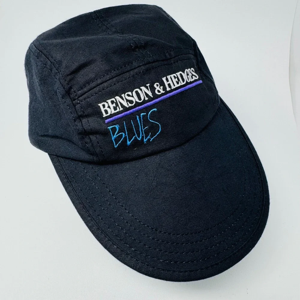 Vintage‎ Benson & Hedges Blues 5 Panel Hat Black USA Made Tobacco Promo Cap OSFA